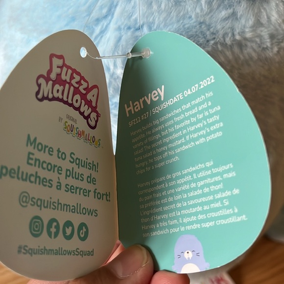 ON HOLD 🌊Squishmallows Harvey Walrus 12” Blue FuzzaMallows NWT FUZZY & adorbs - Picture 6 of 6